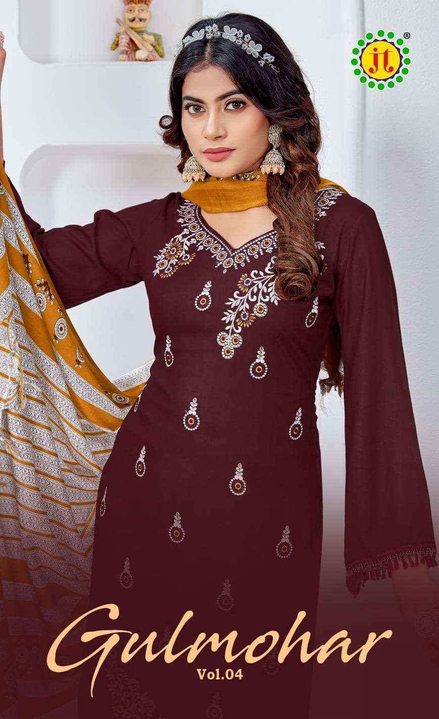 Jt Gulmohar Vol-4 Rayon Dress Material (5 pcs Catalogue)