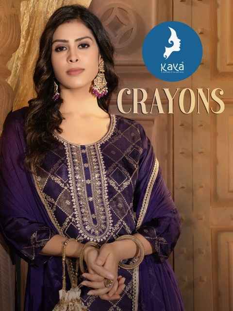 Kaya Crayons Russian Silk Jacquard Readymade Suit (6 pcs Catalogue)