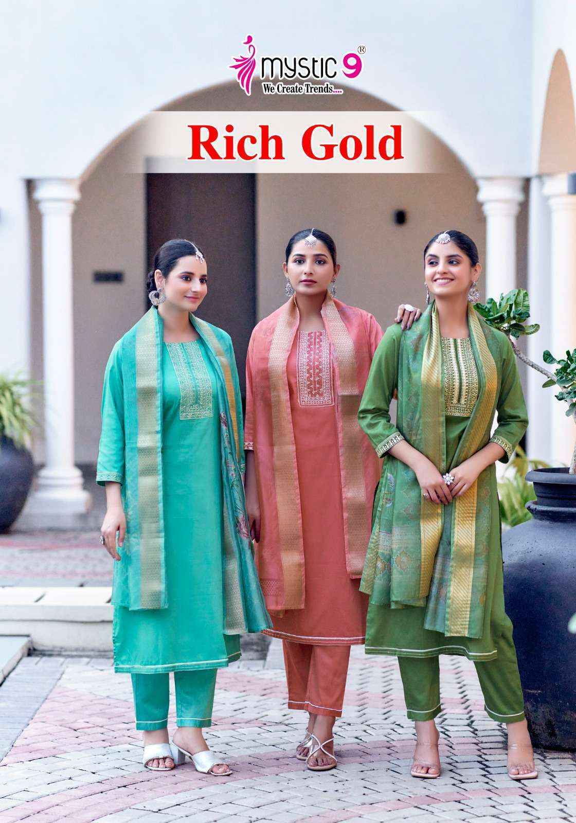 Mystic 9 Rich Gold Vol-3 Readymade Cotton Dress (8 pcs Catalogue)