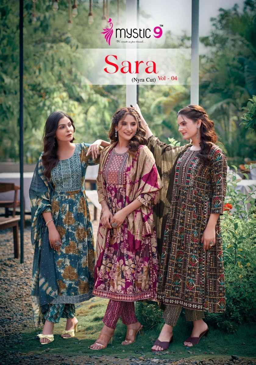 Mystic 9 Sara Vol 4 Readymade Rayon Dress 8 pcs Catalogue