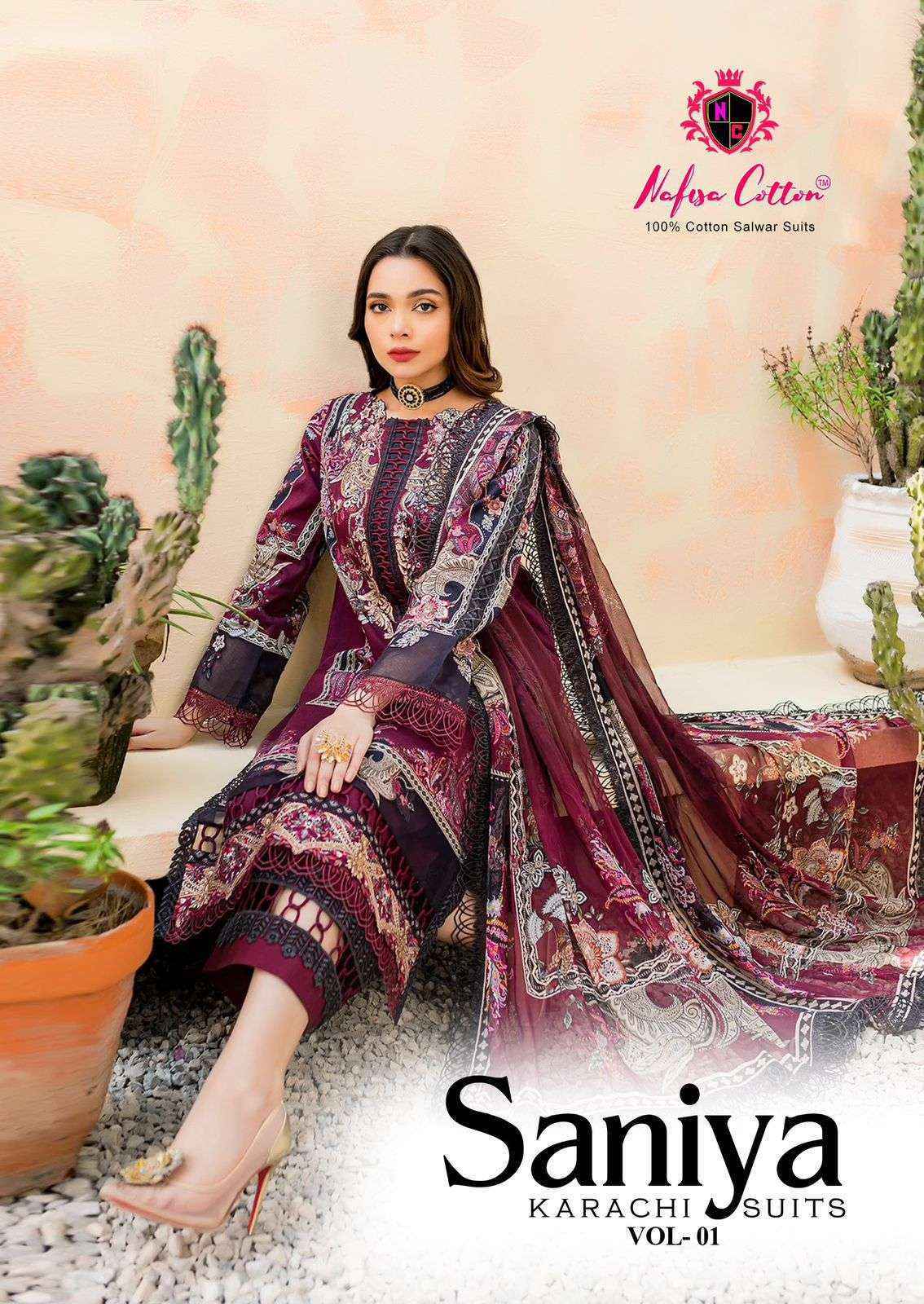 Nafisa Cotton Saniya Karachi Suits Vol-1 Cotton Dress Material (6 pcs Catalogue)