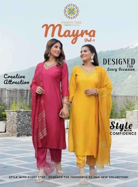 Passion Tree Mayra Vol-1 Roman Silk Readymade Suit (6 pcs Catalogue)