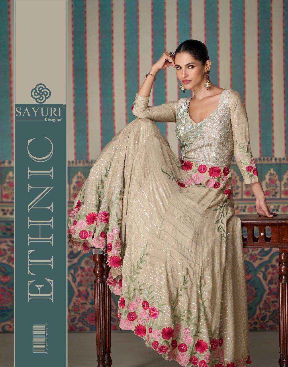 Sayuri Designer Ethnic Readymade Chinon Silk Dress (3 pcs Catalogue)