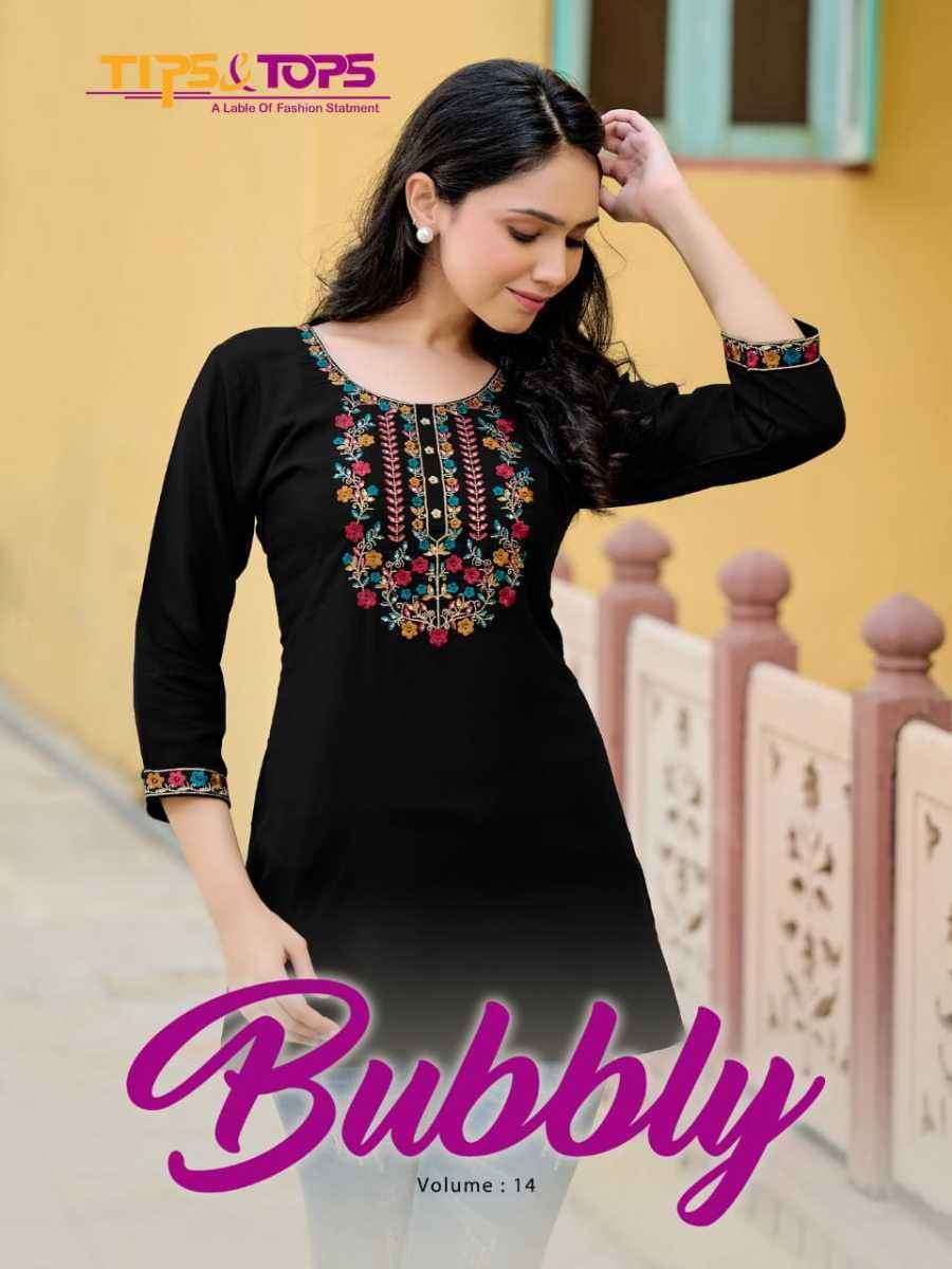 Tips & Tops Bubbly Vol 14 Rayon Slub Top 8 Pcs Catalogue