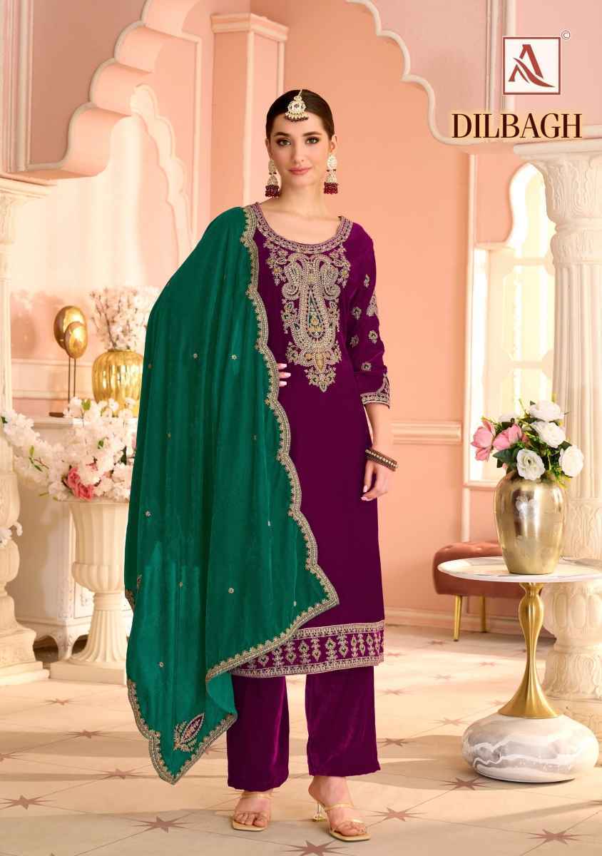 Alok Dilbagh Velvet Dress Material (4 pcs Catalogue)