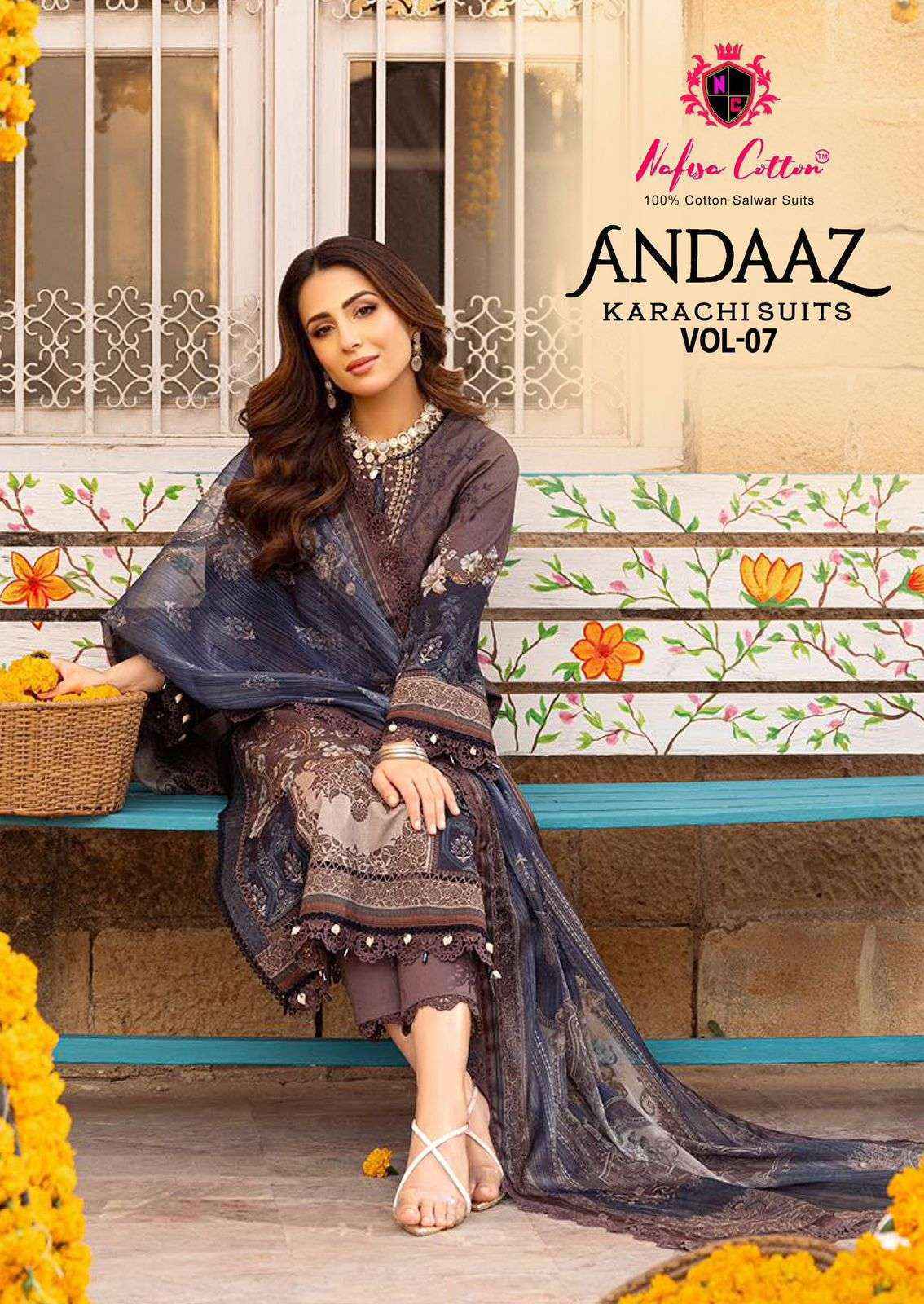 Nafisa Cotton Andaaz Karachi Suits Vol-7 Cotton Dress Material (6 pcs Catalogue)