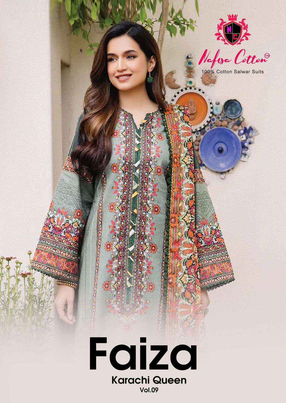 Nafisa Cotton Faiza Karachi Queen Vol-9 Cotton Dress Material (6 pcs Catalogue)