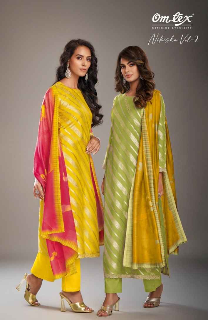 Omtex Nikisha Silk Jacquard Dress Material (3 pcs Catalogue)