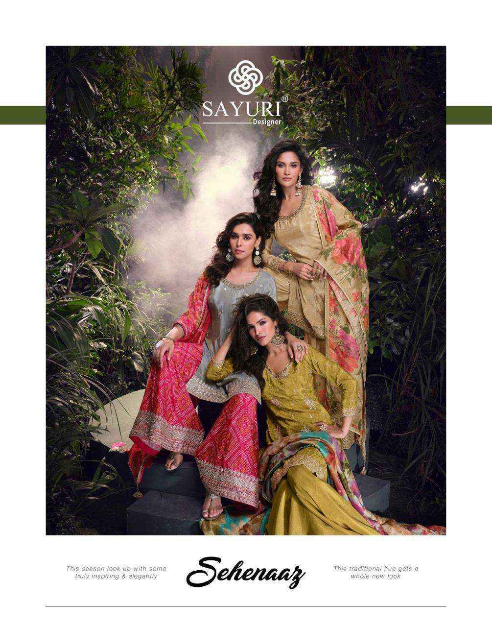 Sayuri Designer Sehenaaz Readymade Chinon Silk Dress (3 pcs Catalogue)