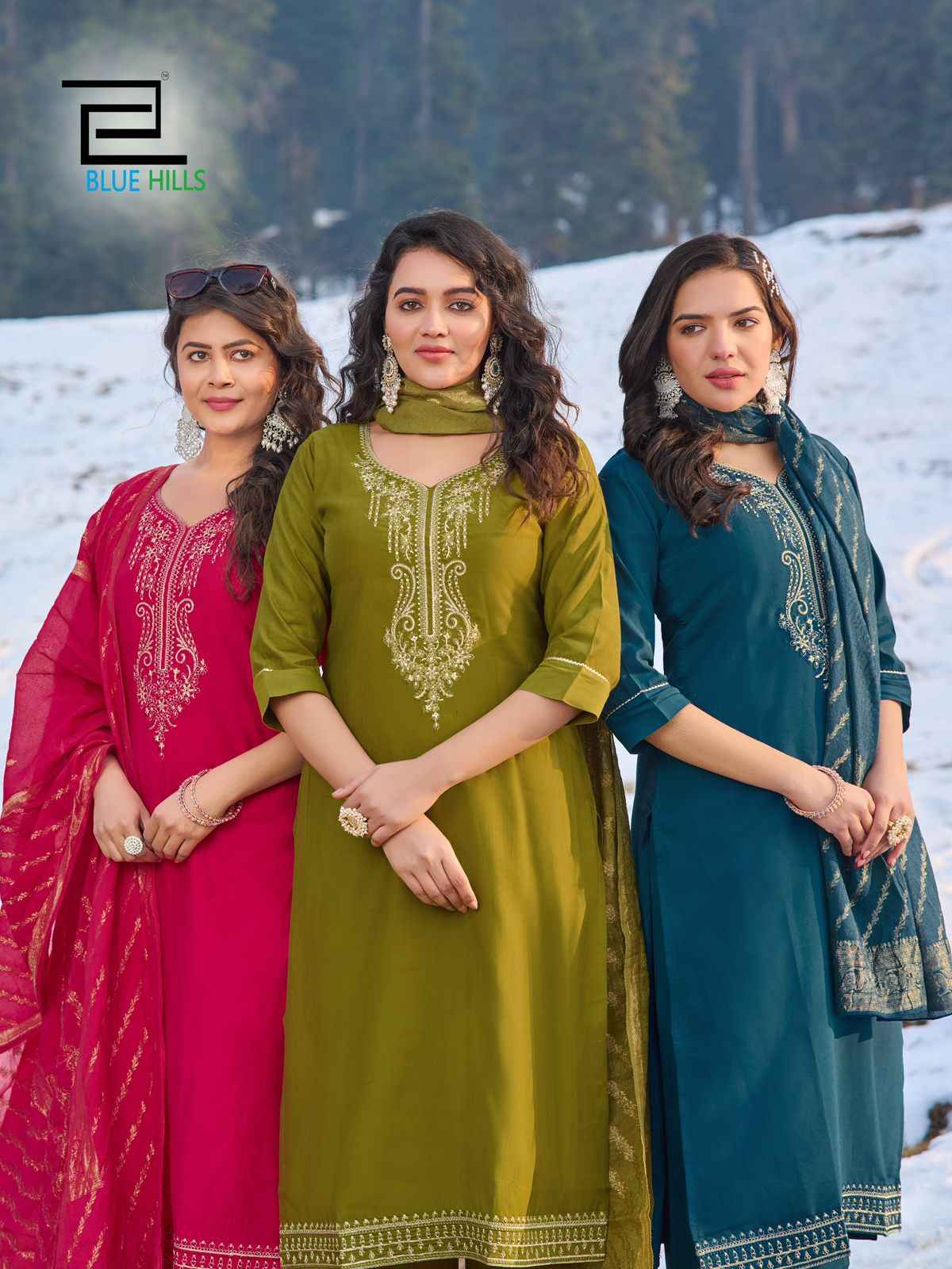 Blue Hills Jhanvi Vol-03 Roman Silk  Readymade Suit (6 pcs Catalogue)