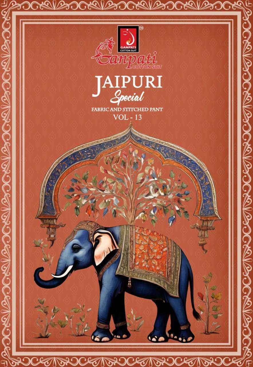 Ganpati Jaipuri Special Vol-13 Cotton Dress Material (15 pcs Catalogue)