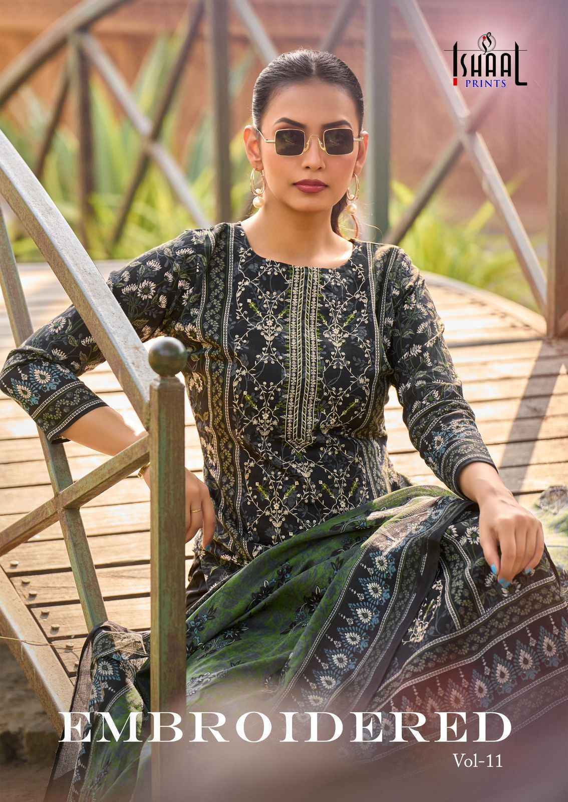 Ishaal Embroidered Vol-11 Lawn Cotton Dress Material (10 pcs Catalogue)