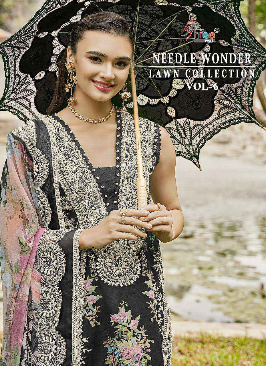 Shree Fabs Needle Wonder Lawn Collection Vol-6 Cotton Dress Material (6 pcs Catalogue)