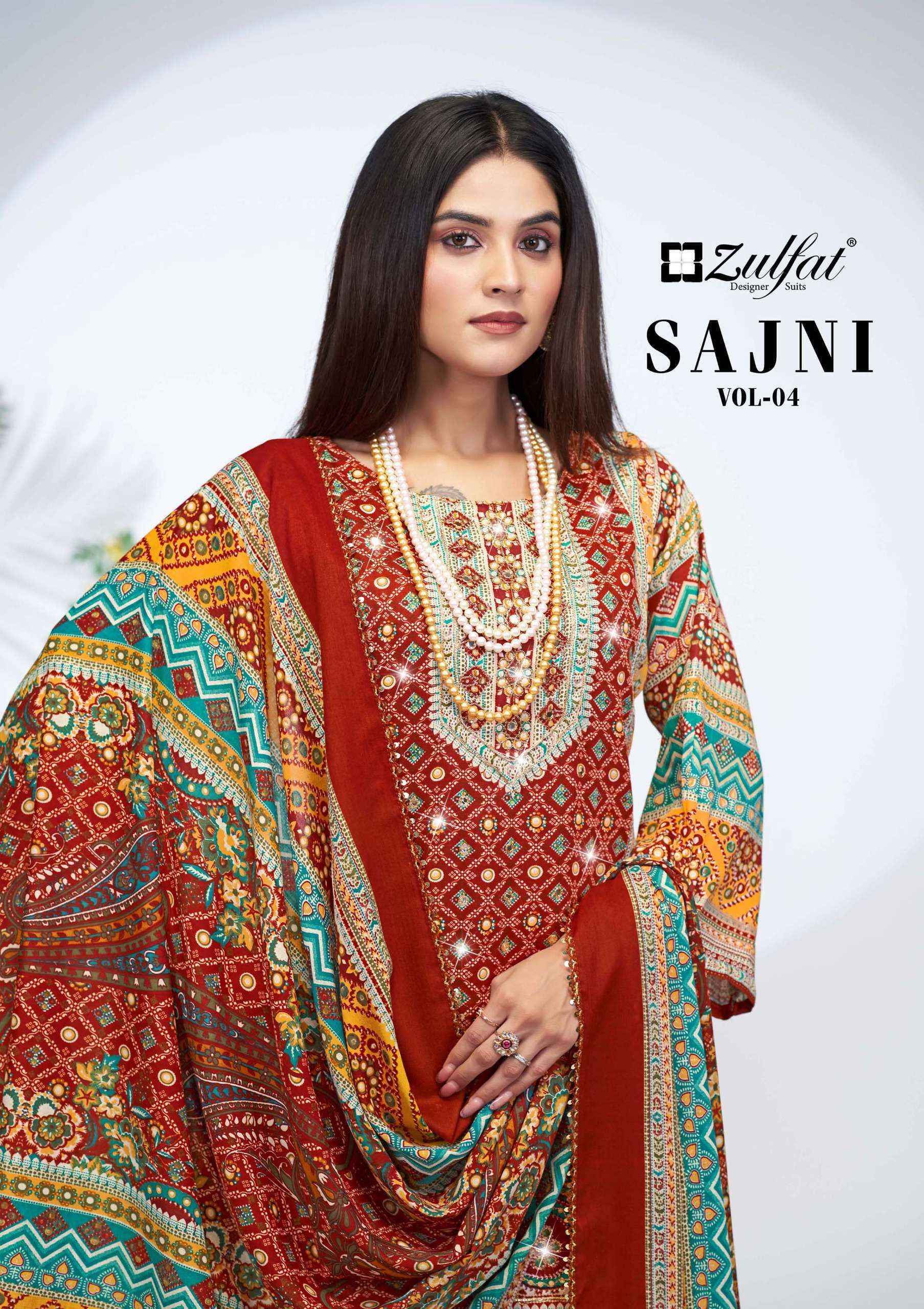 Zulfat Sajni Vol-4 Jam Cotton Dress Material (6 pcs Catalogue)