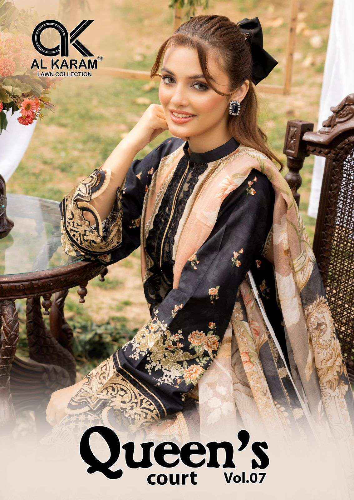 Al-Karam Queens Court Vol-7 Cambric Cotton Dress Material (6 pcs Catalogue)