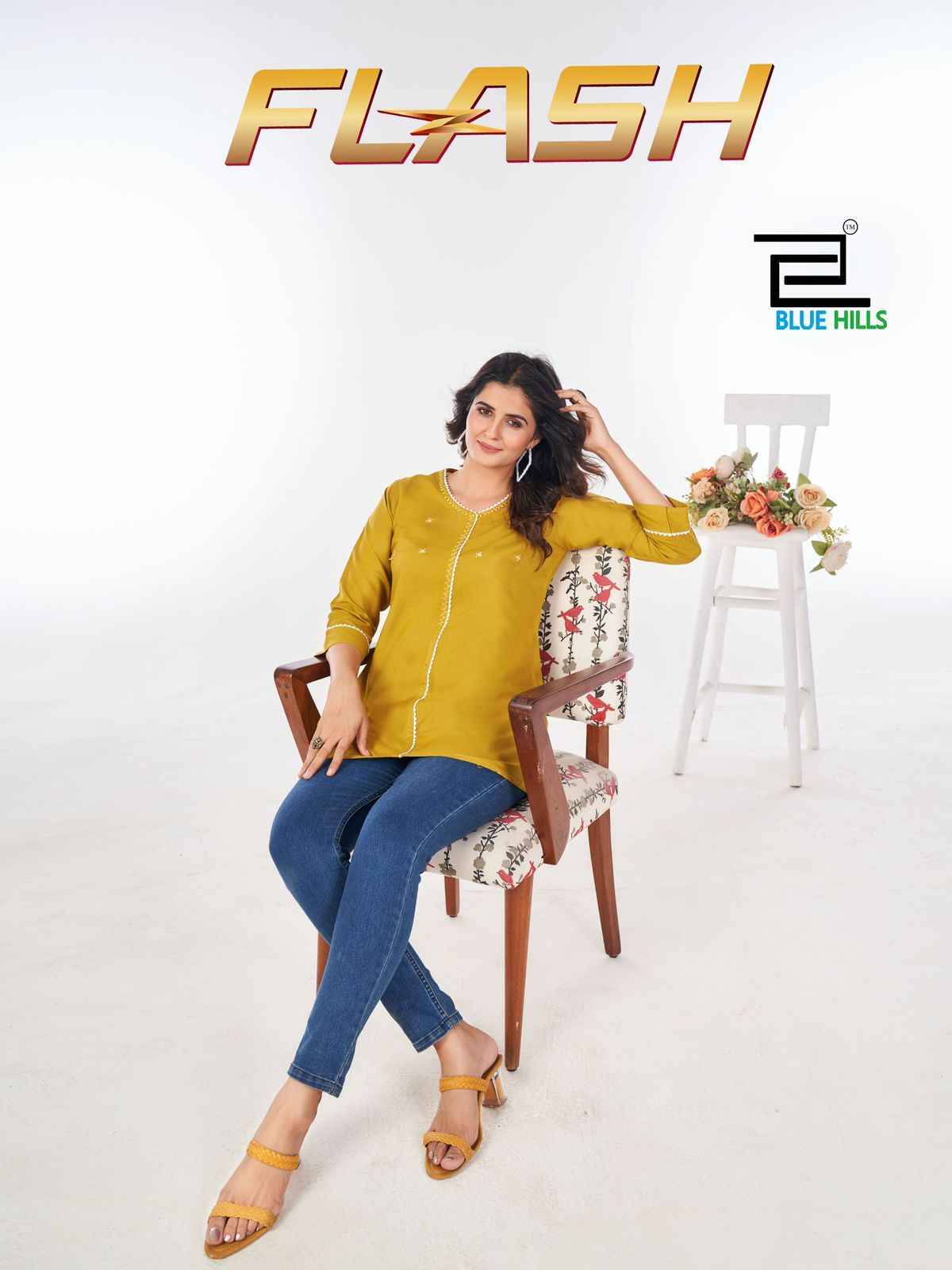 Blue Hills Flash Rayon Shorts Kurti (6 Pcs Catalog)