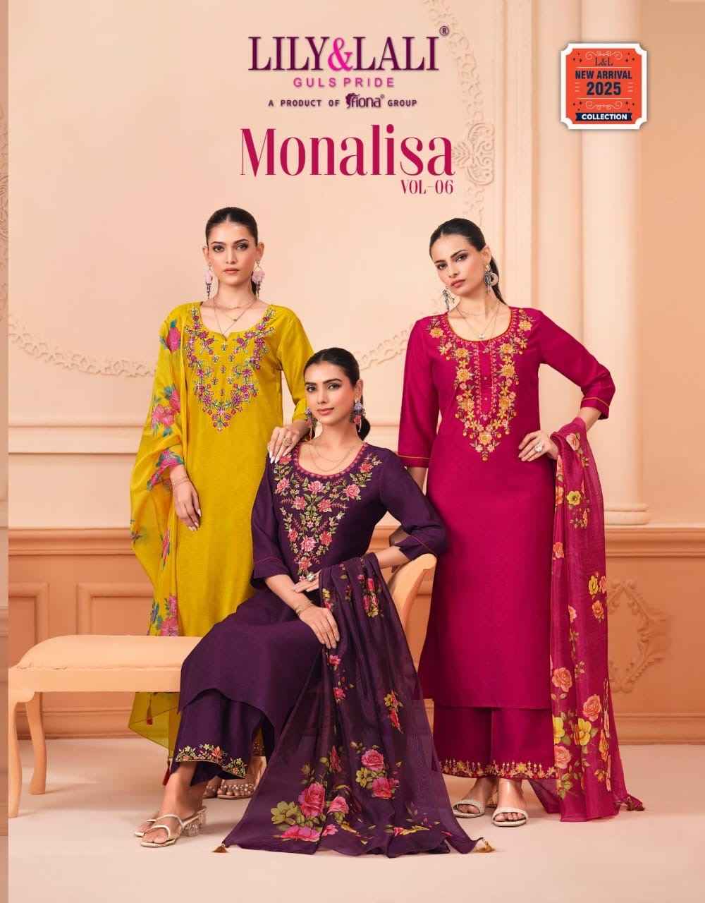 Lily & Lali Monalisa Vol-6 Viscouse Readymade Suit (6 pcs Catalogue)