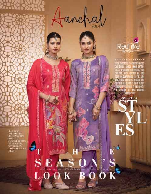 Radhika Lifestyle Aanchal Vol-1 Tissue Silk Readymade Suit (6 pcs Catalogue)