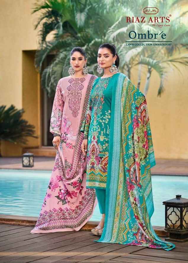 Riaz Arts Ombre Karachi Lawn Dress Material (8 pcs Catalogue)