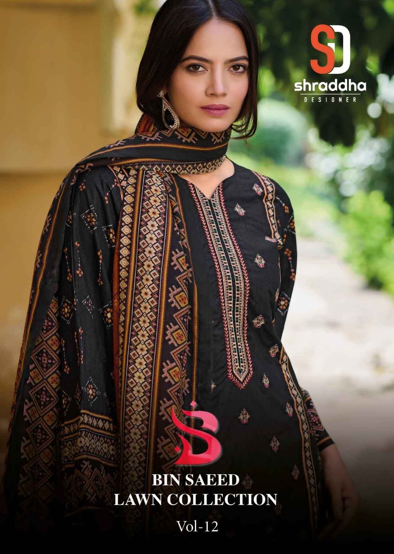 Shraddha Designer Bin Saeed Lawn Collection Vol-12 Cotton Dress Material (4 pc Cataloge)