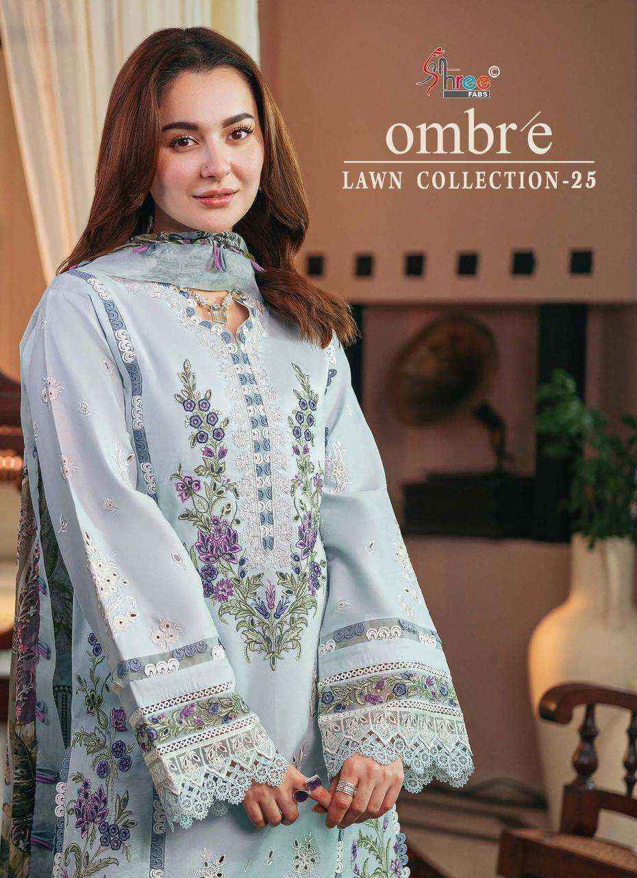 Shree Fabs Ombre Lawn Collection-25 Cotton Dress Material (6 pcs Catalogue)