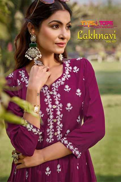 Tips & Tops Lakhnavi Vol-3 Rayon Gown (6 pcs Catalogue)