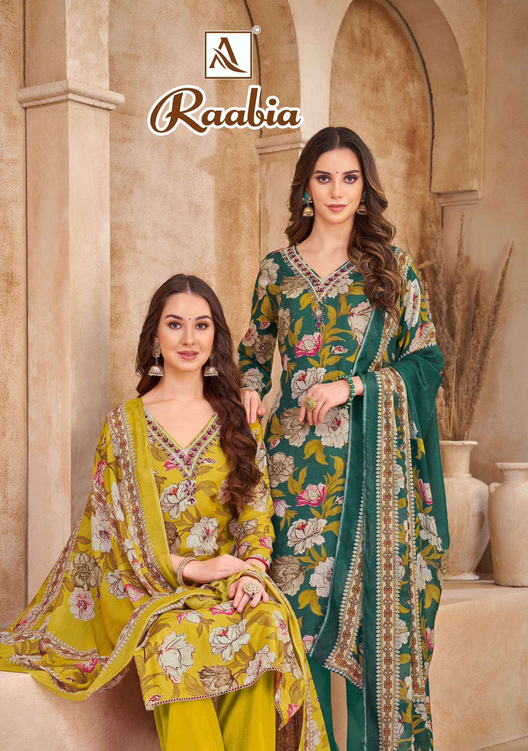 Alok Raabia Viscouse Musline Dres Material 4 pcs Catalogue