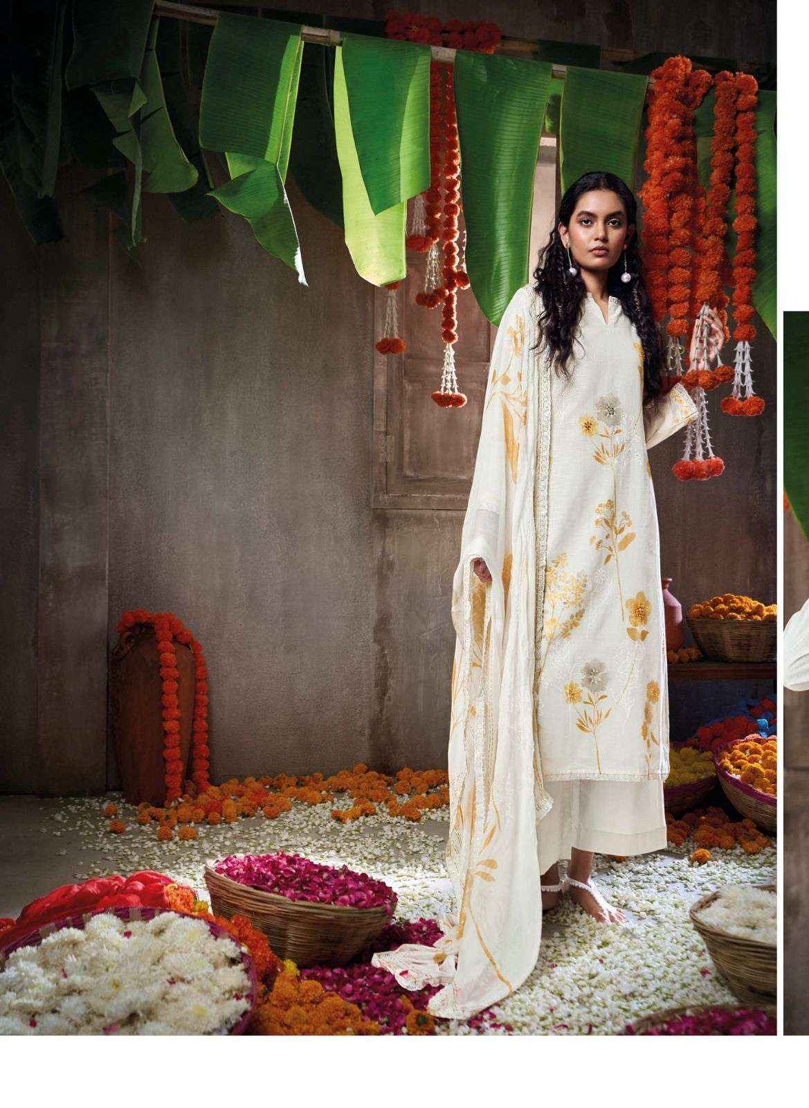 Ganga Daffodil Linen Cotton Dress Material 6 pcs Catalogue