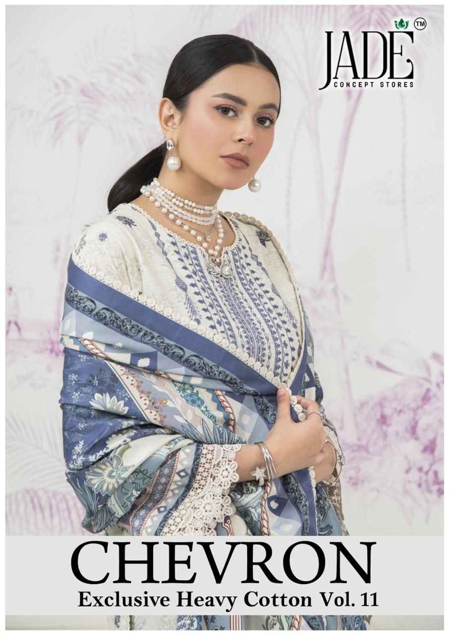 Jade Chevron Vol-11 Lawn Cotton Dress Material (6 Pc Catalog)