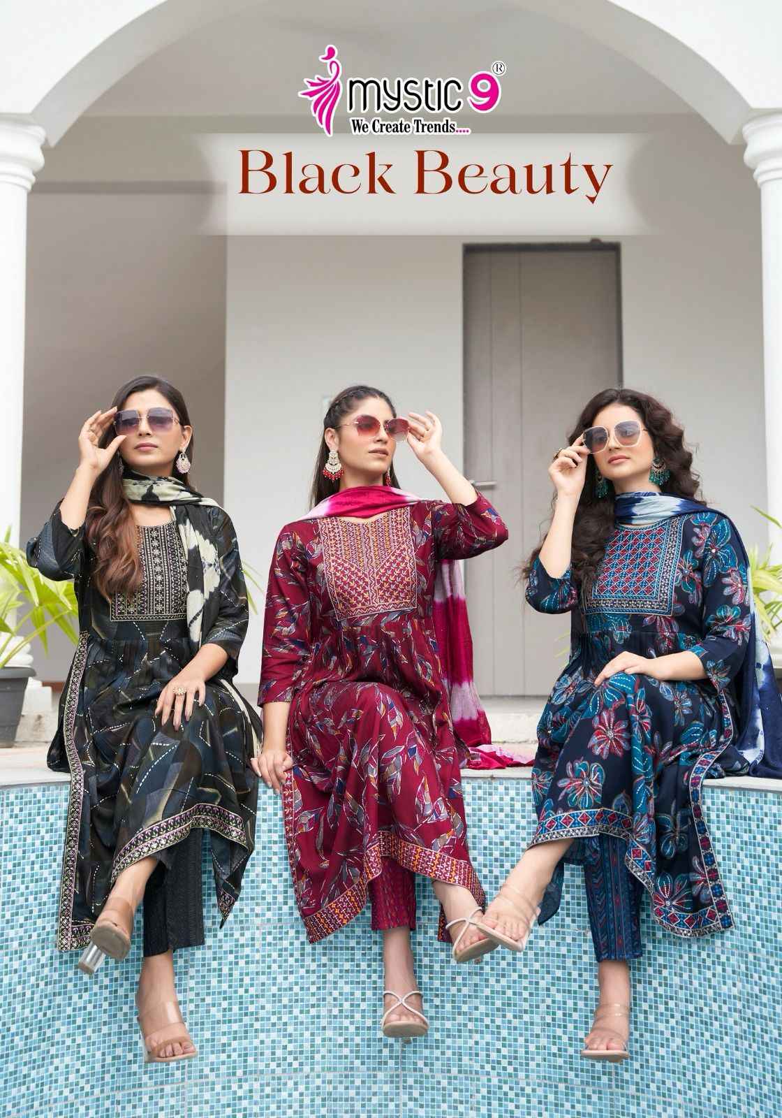 Mystic 9 Black Beauty Vol 4 Rayon Kurti Combo 8 pcs Catalogue