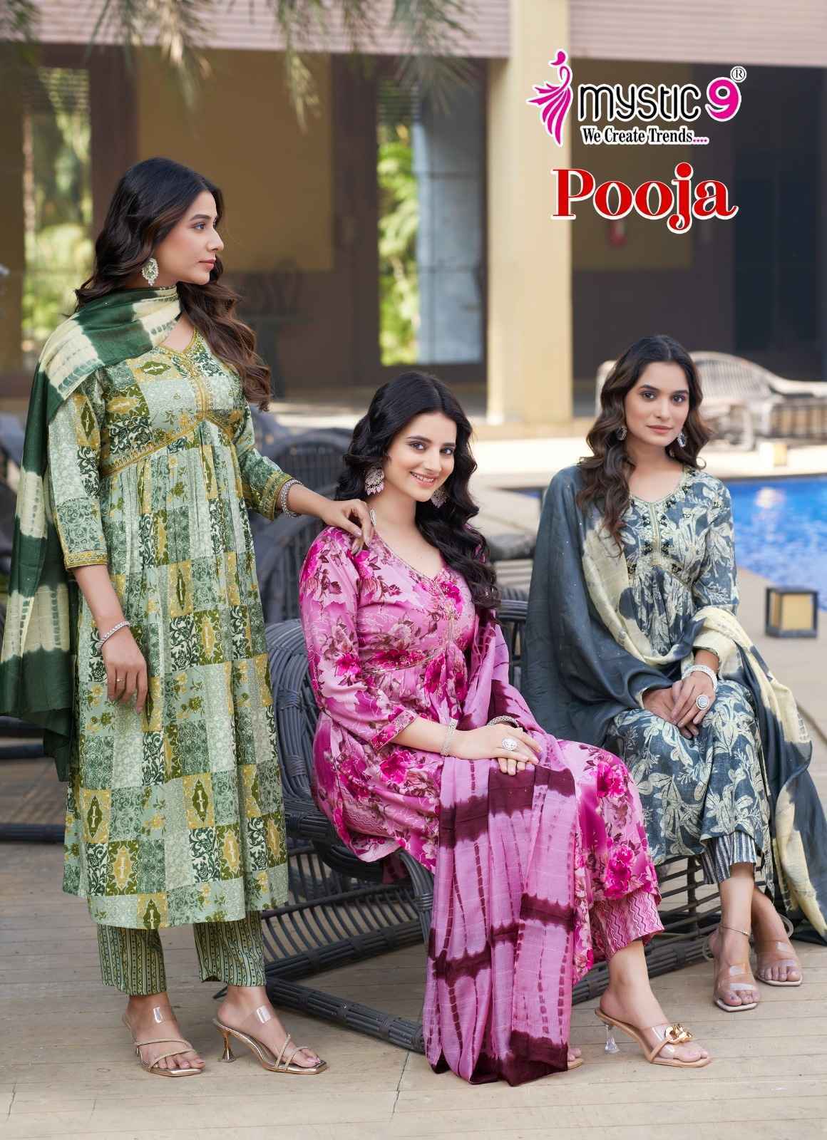 Mystic 9 Pooja Vol 9 Rayon Kurti Combo 8 pcs Catalogue