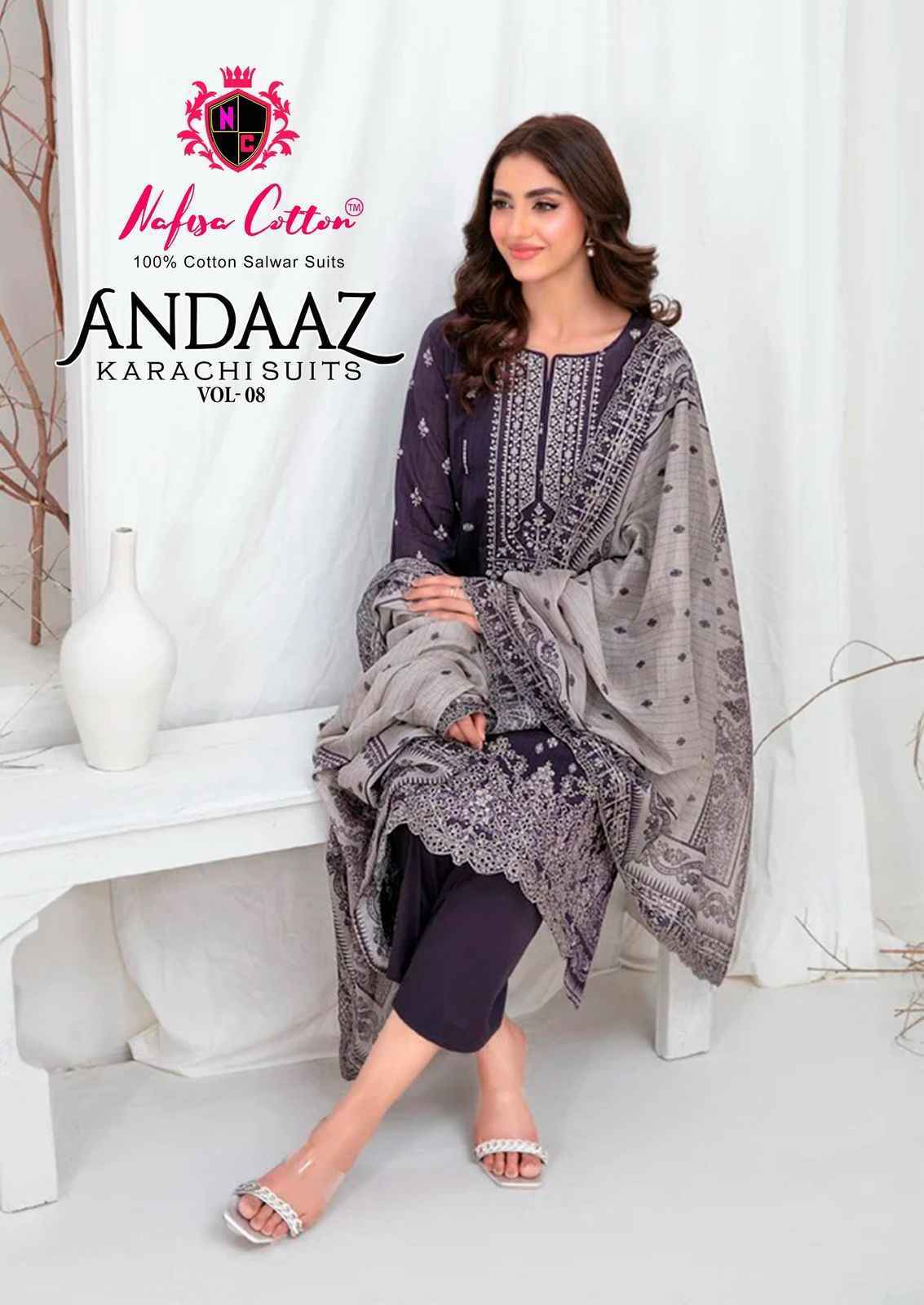 Nafisa Cotton Andaaz Karachi Suits Vol-8 Cotton Dress Material (6 pcs Catalogue)