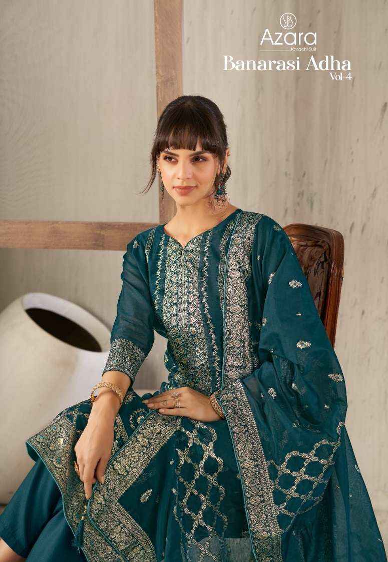 Radhika Fashion Azara Banarashi Adah Vol 4 Cotton Jacquard Dress Material 6 pcs Catalogue