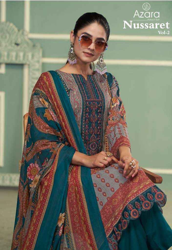 Radhika Fashion Azara Nushrat Vol-2 Cambric Cotton Dress Material (2 pcs Catalogue)