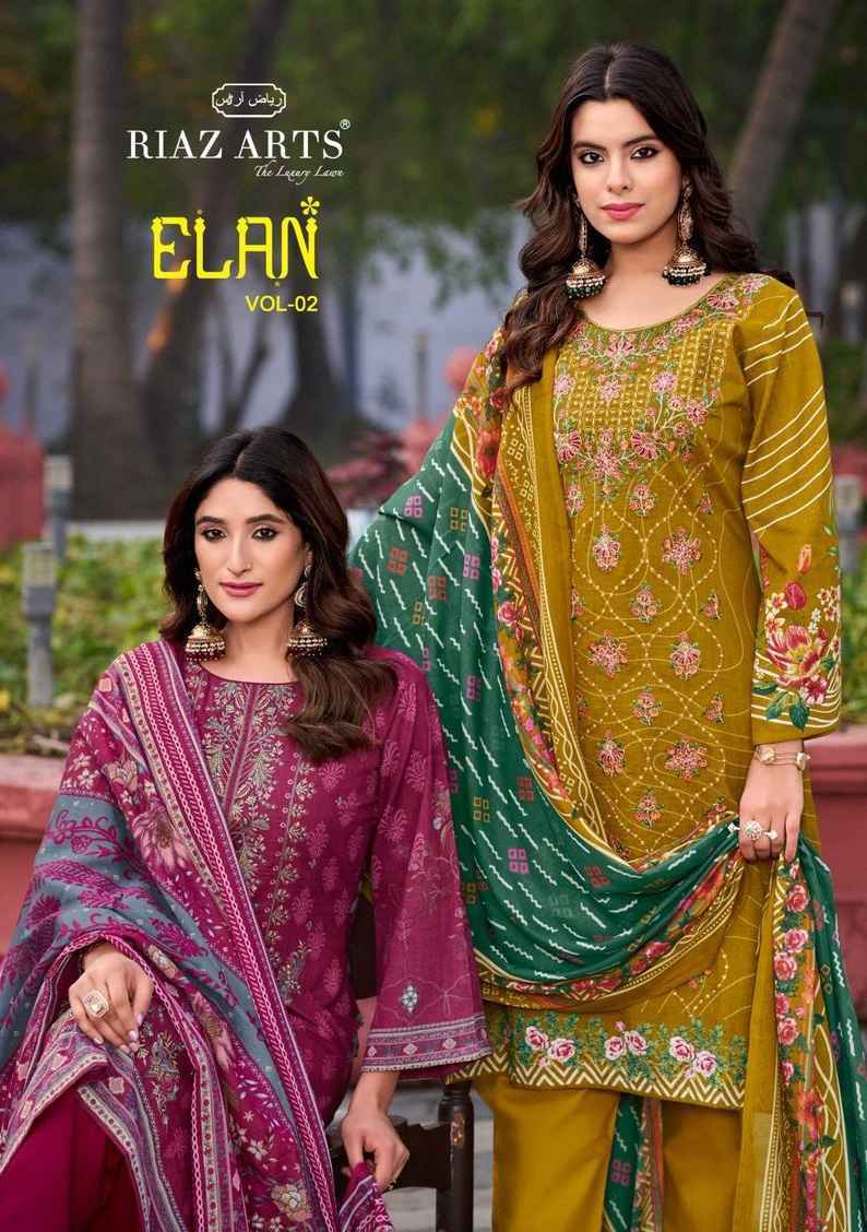 Riaz Arts Elan Vol-2 Karachi Lawn Dress Material (6 pcs Catalogue)