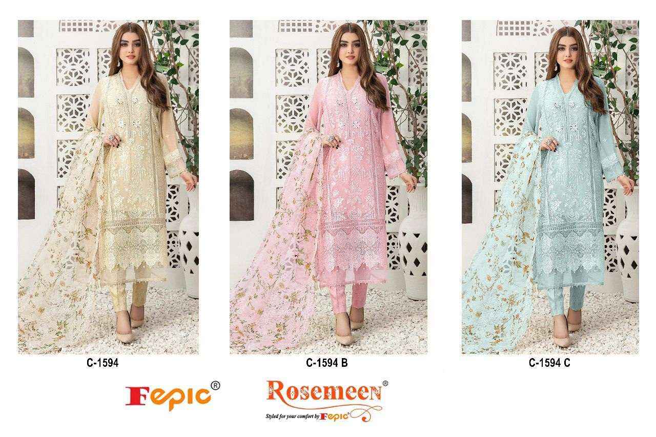 Fepic Rosemeen C 1594 Georgette Dress Material 3 pcs Catalogue