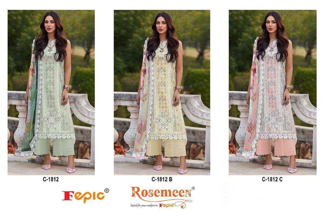 Fepic Rosemeen C 1812 Cotton Dress Material 3 pcs Catalogue