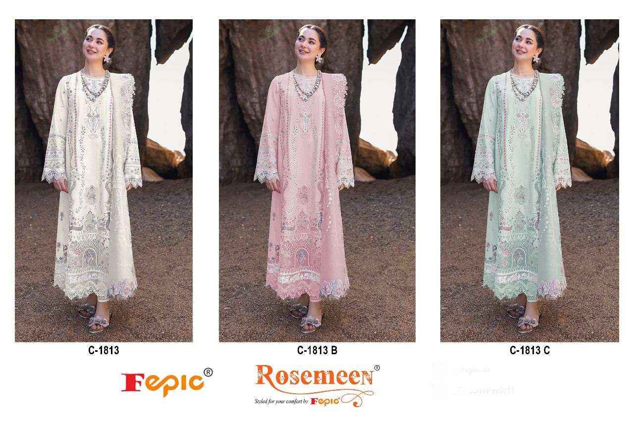 Fepic Rosemeen C 1813 Cotton Dress Material 3 pcs Catalogue