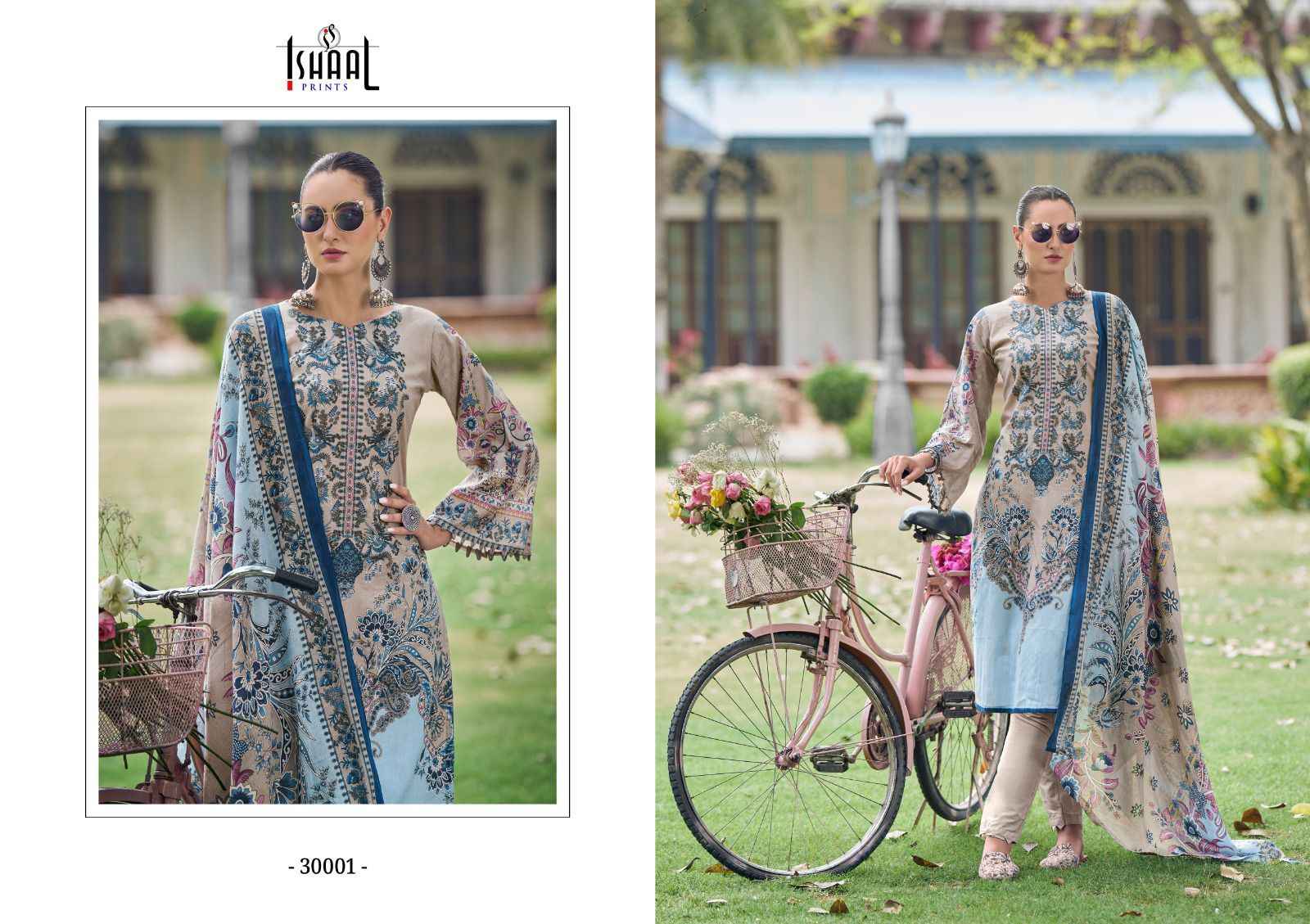 Ishaal Prints Gulmohar Vol-30 Pure Lawn Dress Material (10 Pc Catalouge)