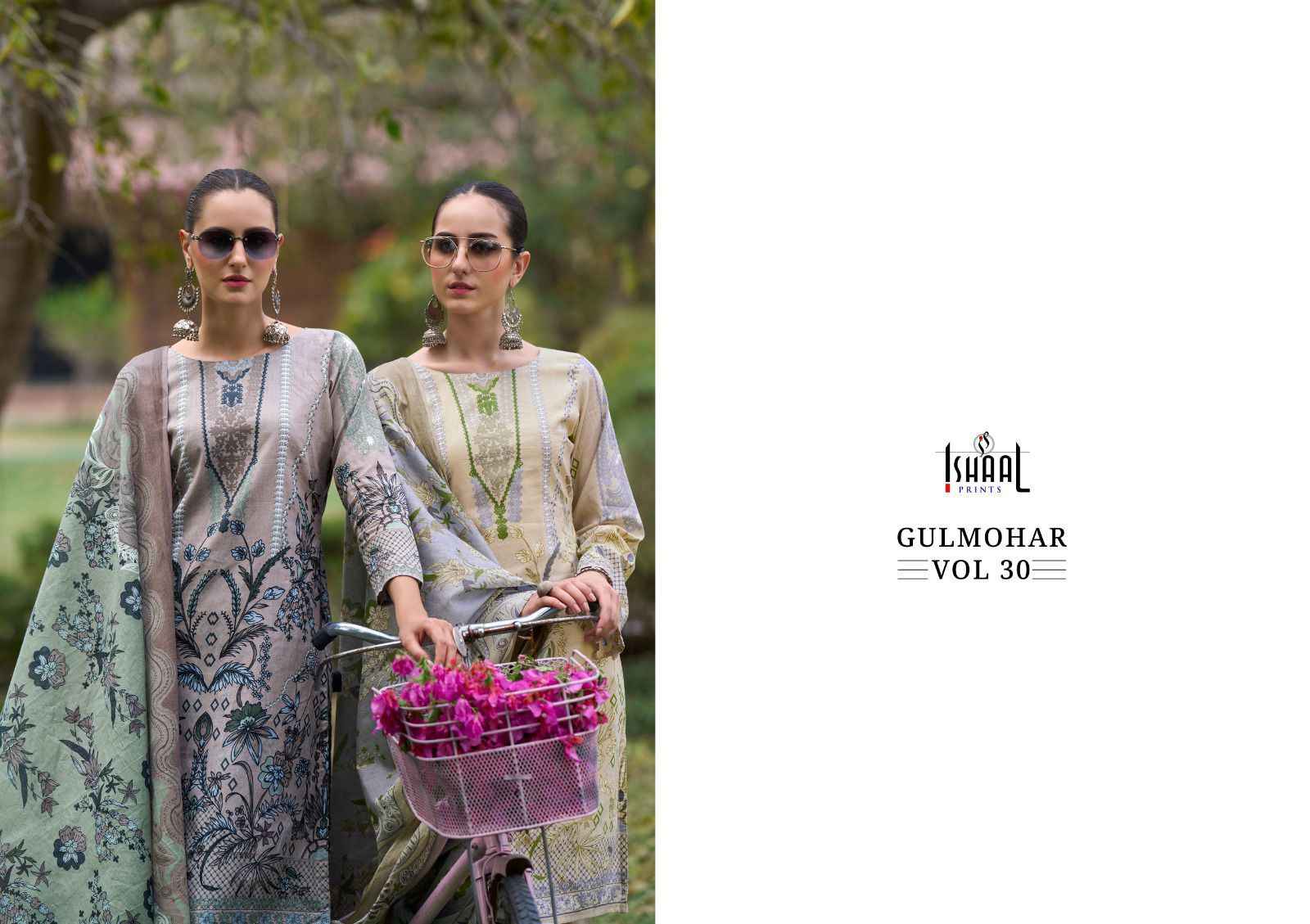 Ishaal Prints Gulmohar Vol-30 Pure Lawn Dress Material (10 Pc Catalouge)