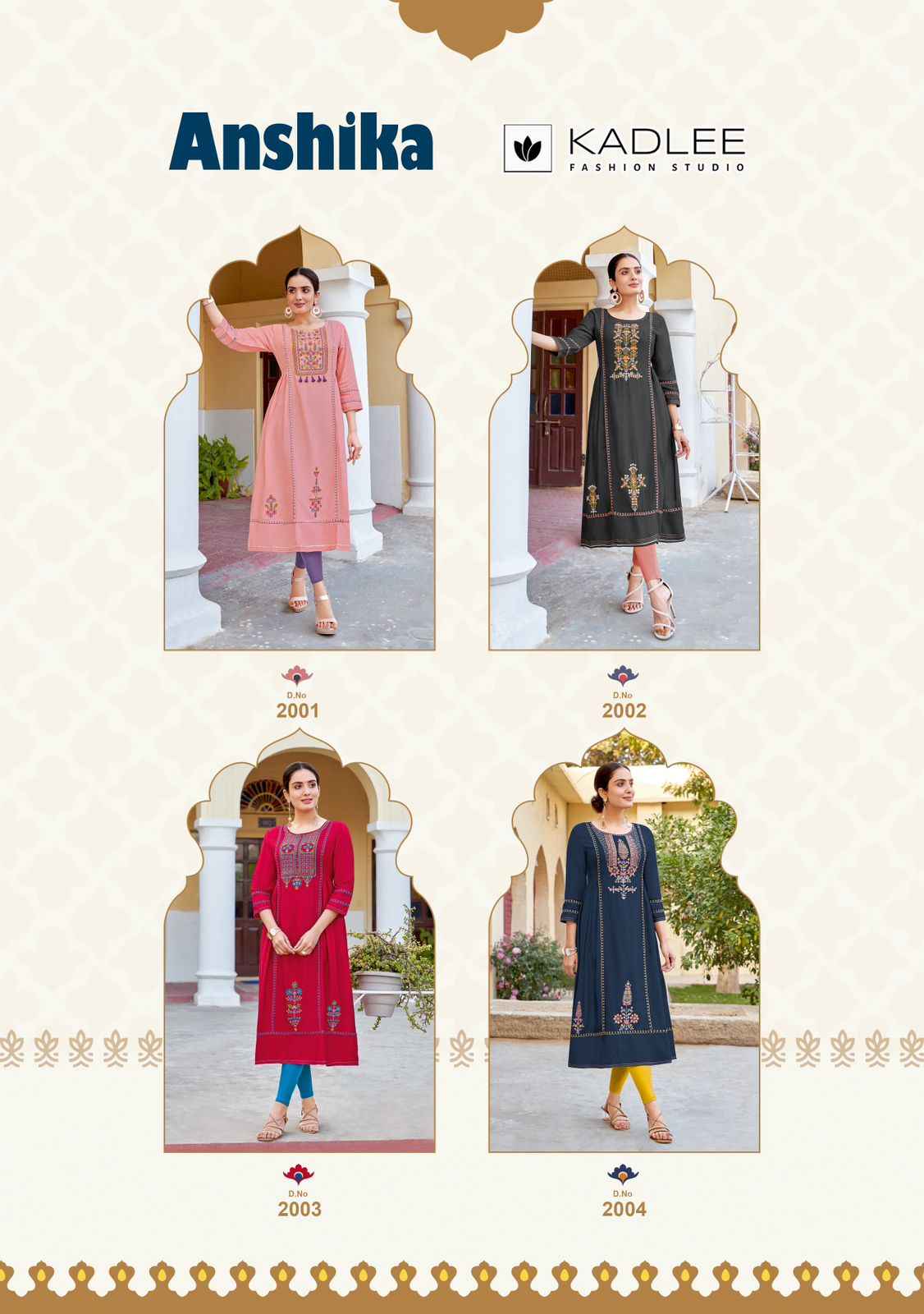 Kadlee Anshika Rayon Weaving Kurti (4 Pc Catalouge)