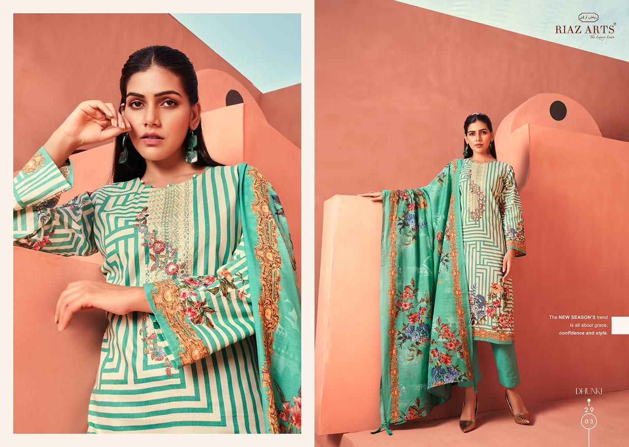 Riaz Arts Dhunki Pure Karachi Lawn Dress Material (6 Pc Catalouge)