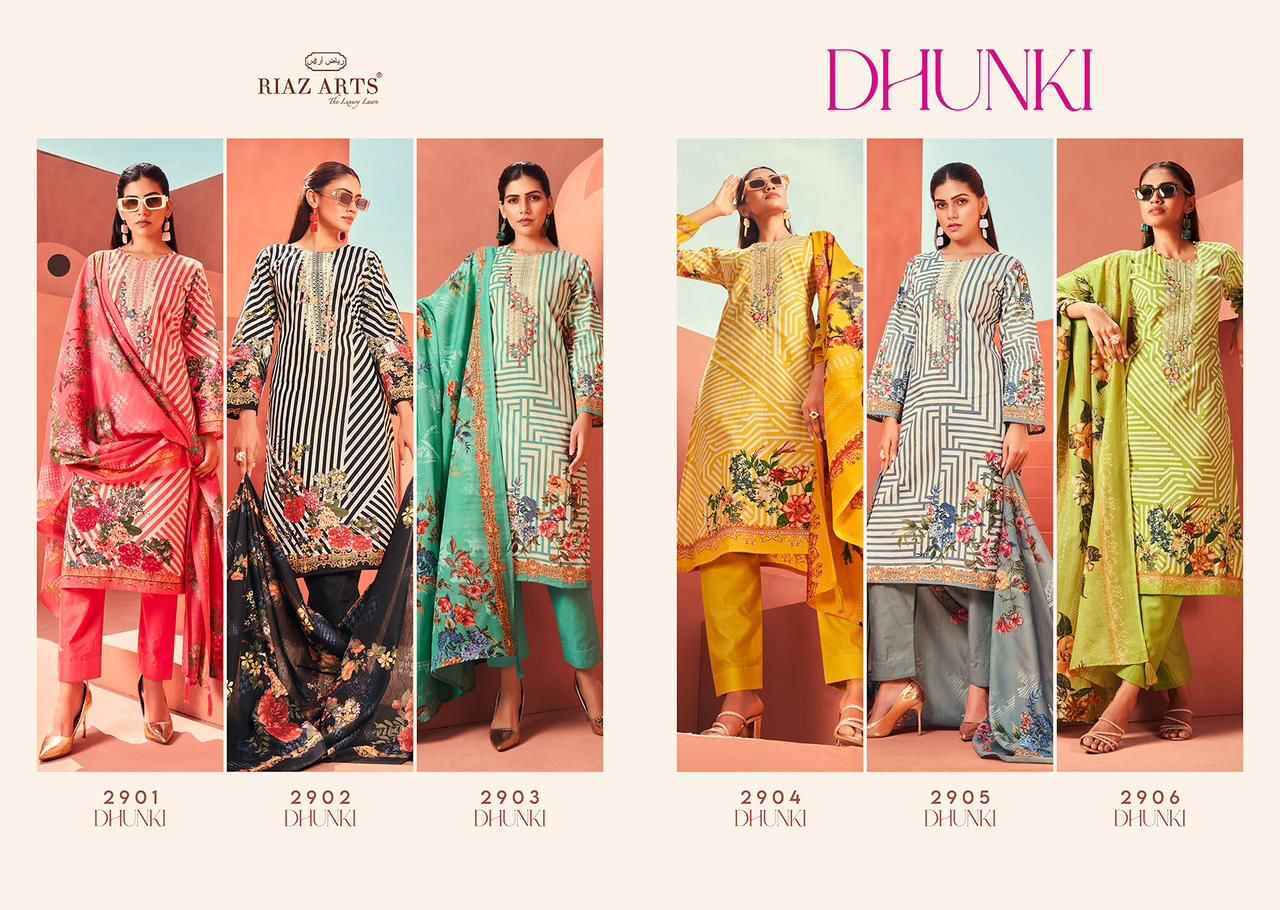 Riaz Arts Dhunki Pure Karachi Lawn Dress Material (6 Pc Catalouge)