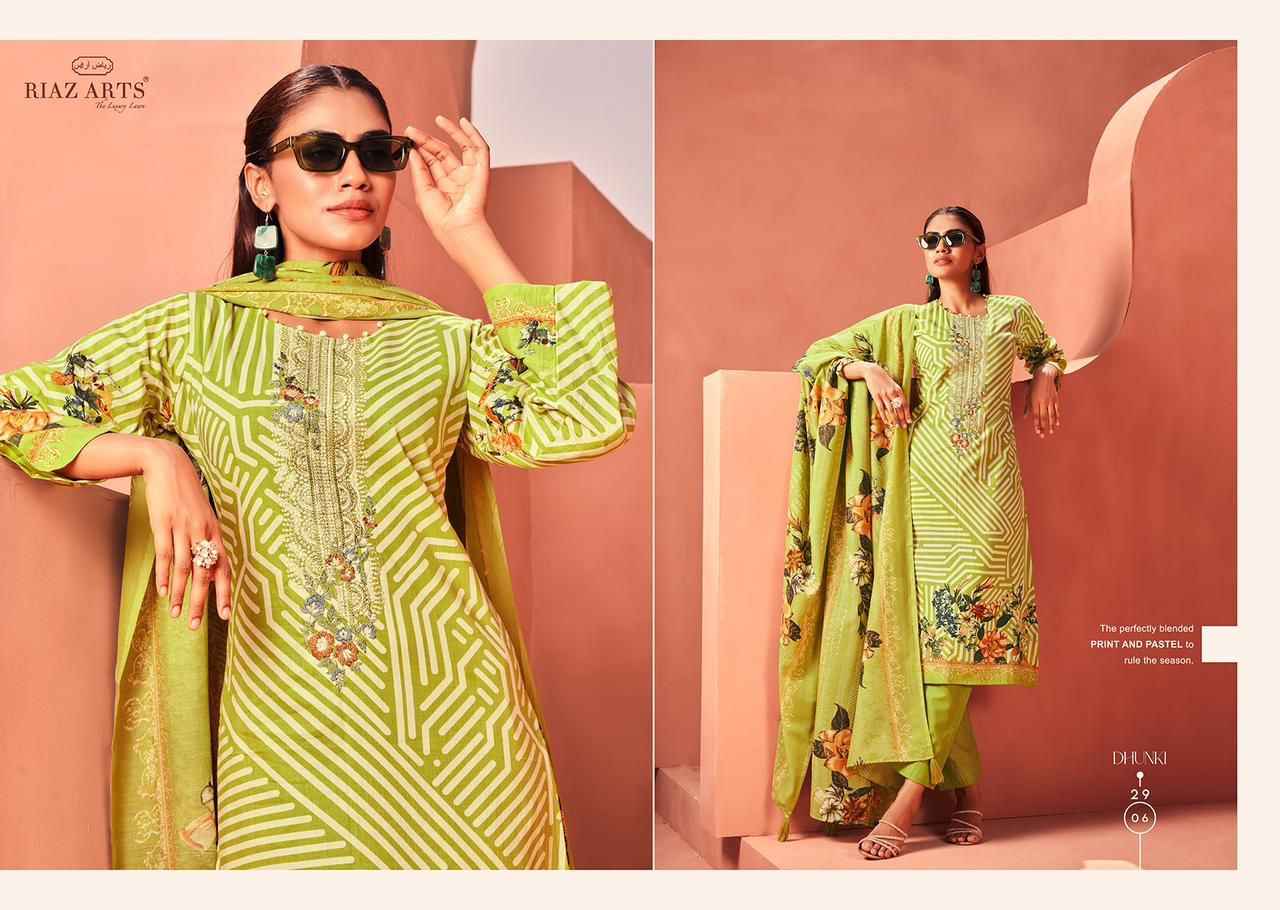 Riaz Arts Dhunki Pure Karachi Lawn Dress Material (6 Pc Catalouge)