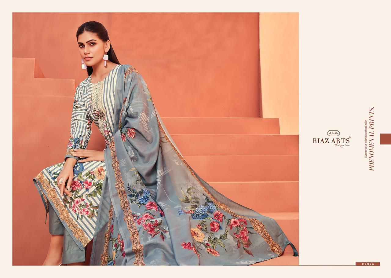 Riaz Arts Dhunki Pure Karachi Lawn Dress Material (6 Pc Catalouge)