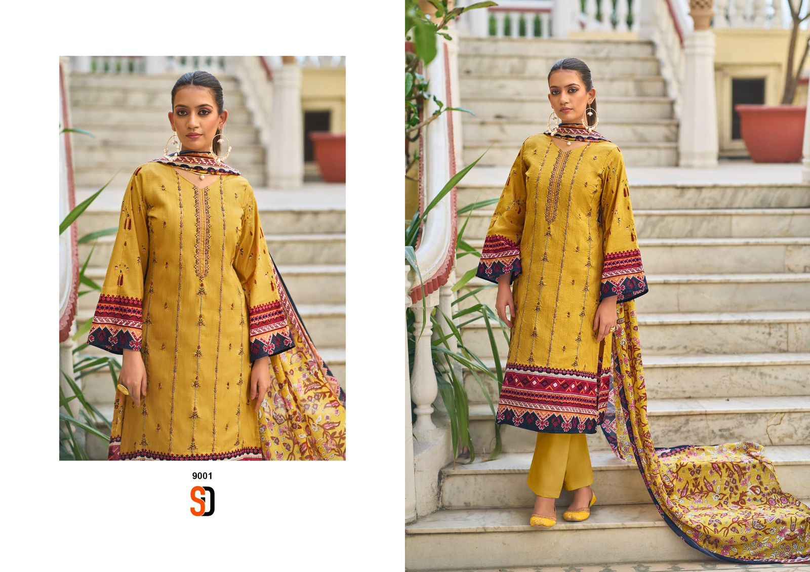 Shraddha Designer Bin Saeed Lawn Collection Vol-9 Cotton Dress Material (4 pc Cataloge)