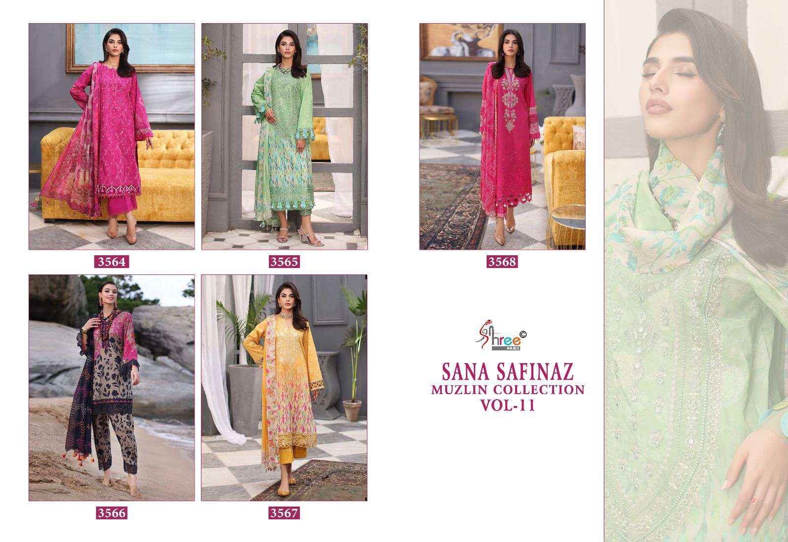 Shree Fabs Sana Safinaz Muzlin Collection Vol 11 Cotton Dress Material 5 pcs Catalogue