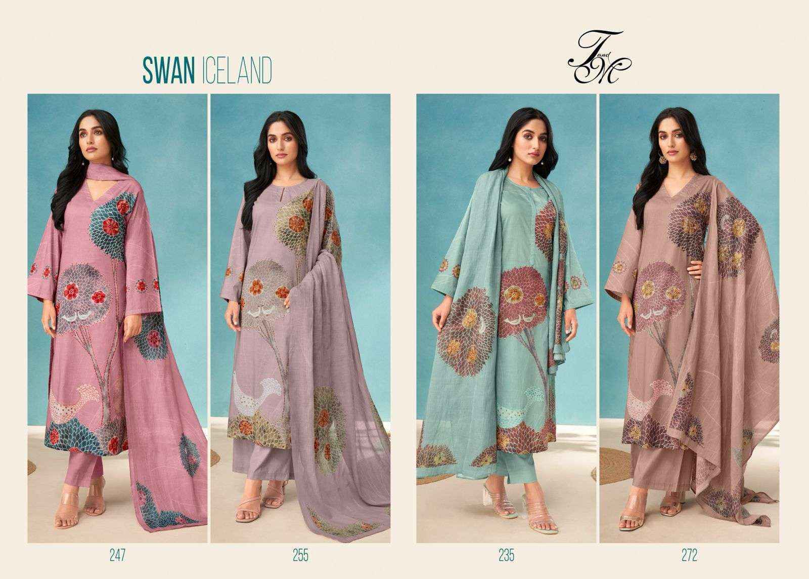 T & M Swan Iceland Dress Material (4 Pc Catalog)