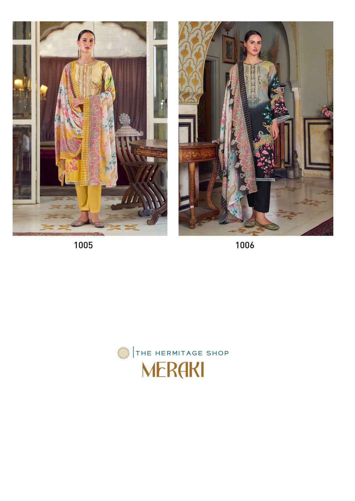 The Hermitage Shop Meraki Pure Lawn Dress Material (6 Pc Catalog)