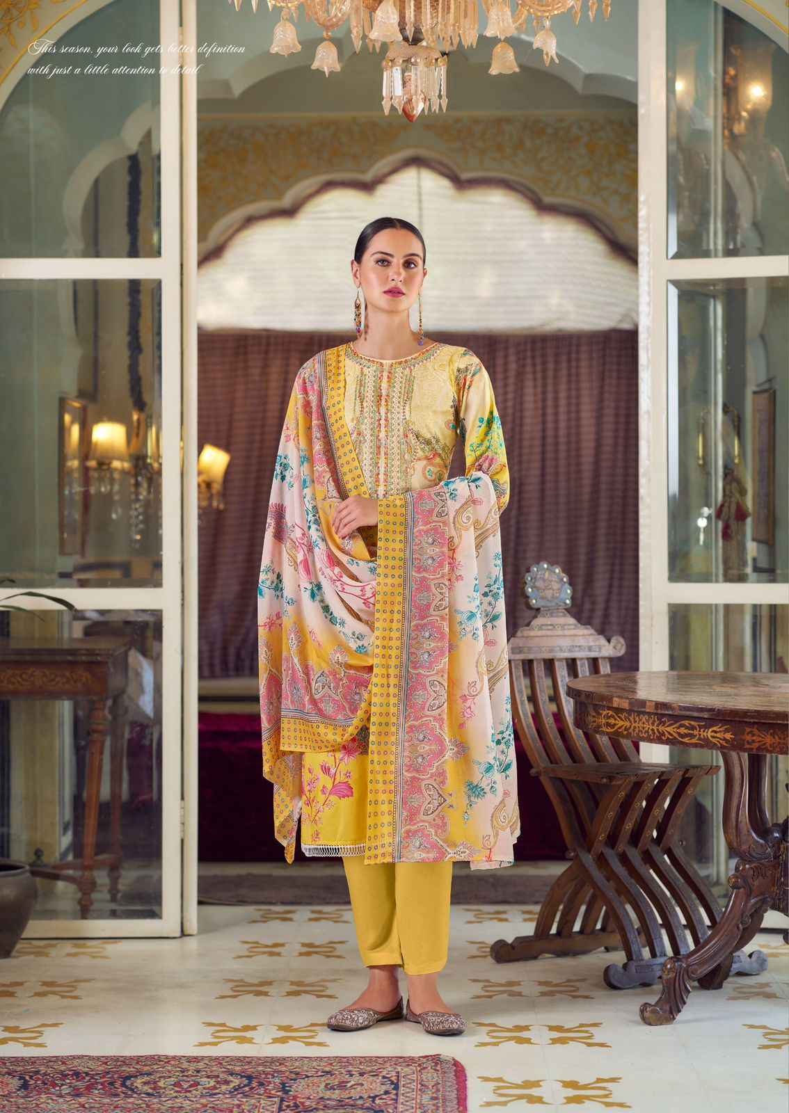 The Hermitage Shop Meraki Pure Lawn Dress Material (6 Pc Catalog)